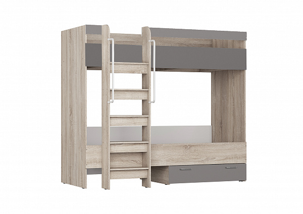Кровать 2х-ярусн Серый графит/Дуб Крафт Серый