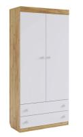 Форсаж Шкаф комбинированный (с ящ. 2-створчатый) (дуб крафт золотой/белый)