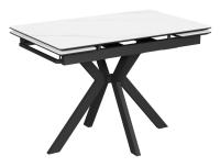 Стол Сумо-1С NEW 110х70 (+25+25) (царга Чёрный/МДФ+PVC Чёрный/White marble),нога №125Q черный