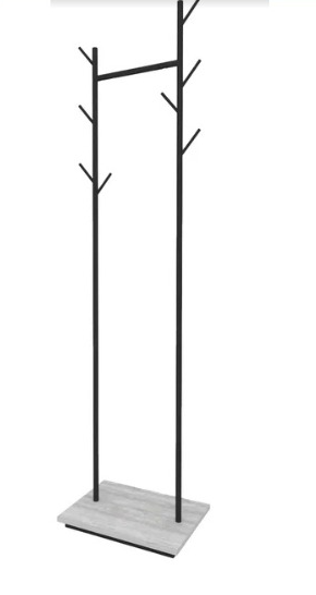 Вешалка Сиэтл напольная Двойная ветка, Бетон Пайн Белый/Черный шелк