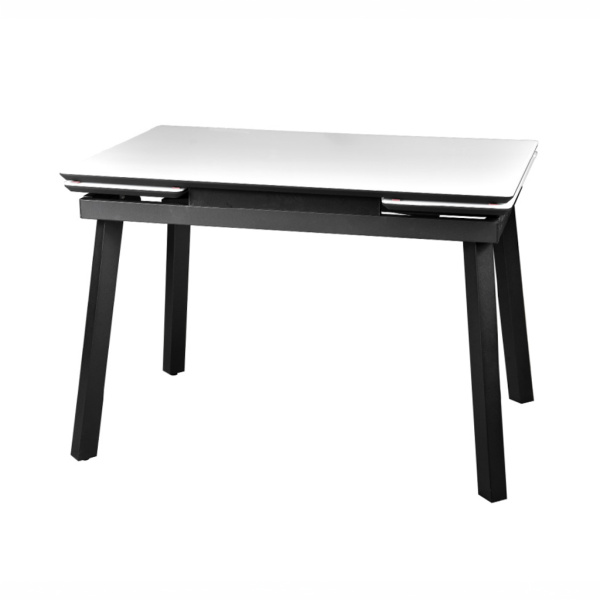 Стол Камертон 1100(+300*2)*740, Стекло (белое), черный матовый.