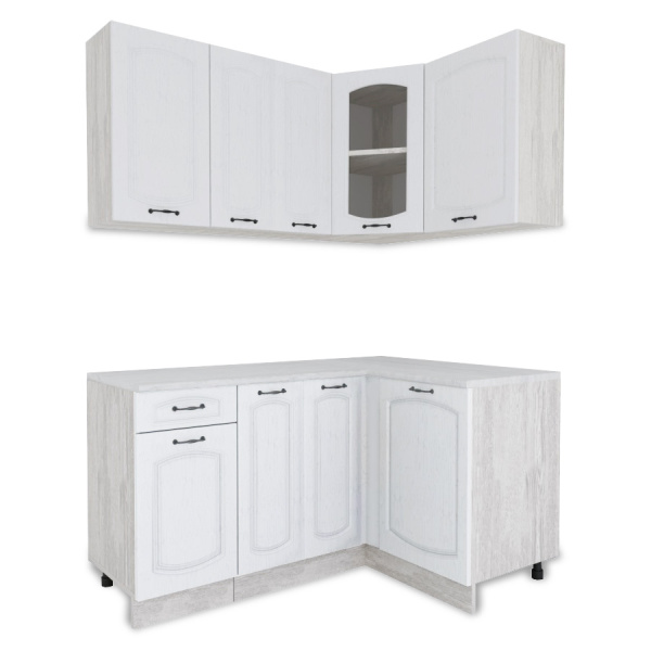 Кухня УГЛОВАЯ  Равенна Сосна лофт / Дуб светлый (столеш Олива+Планки) 1,5м.