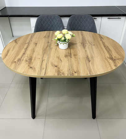 Стол Ориент D980(305),Пластик, Дуб вотан, подстолье дерево, эмаль черная