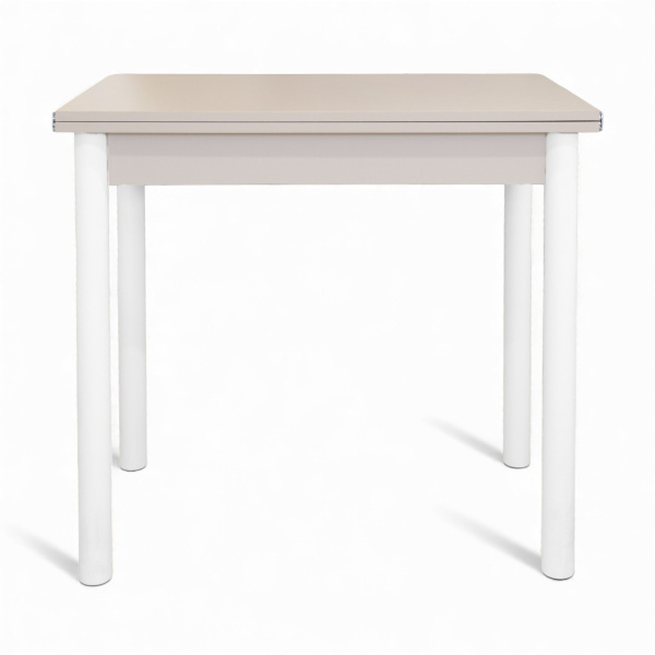 Стол Уют 4 450(+450)*800*750/ ЛДСП Кашемир/Кашемир/опора D50 "труба" белый