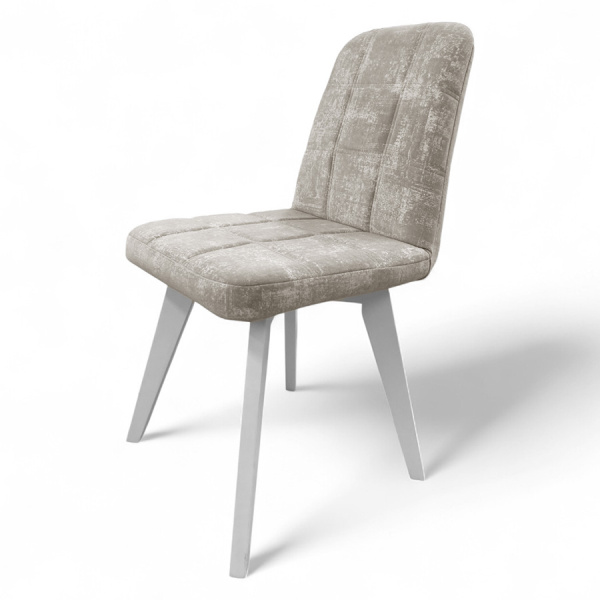 Стул Авиньон (квадрат), велюр Холли 02 Бежевый+каркас стандарт массив дерево(белый) 