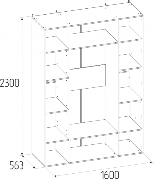 Шкаф для одежды Scandica Oslo 555 + фасады зеркало Scandica Oslo Дуб серый Craft 
