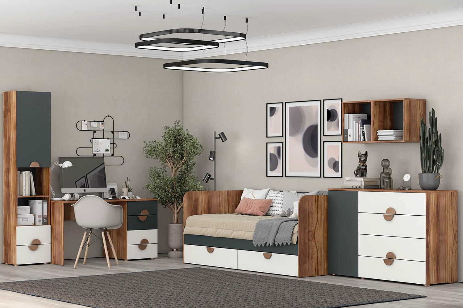 Тризиль Детская 476.06 Стол/Дуб Барокко/зел.камень