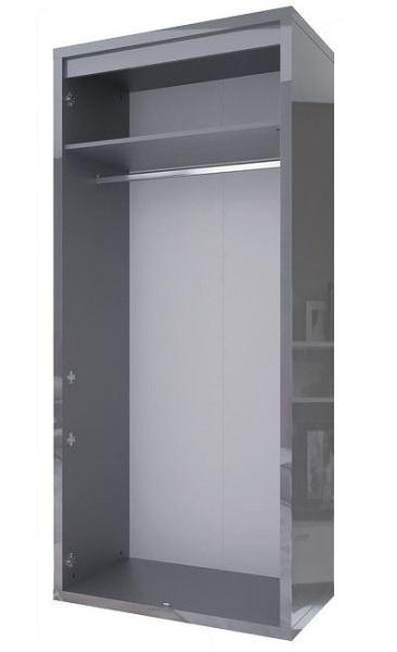 Шкаф 2-х дверный Норден Серый Глянец