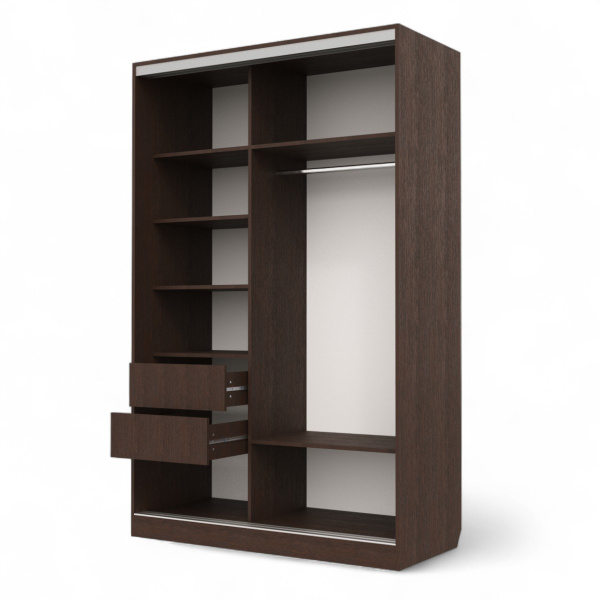 Шкаф-купе Клэр 140х597х220 с ящиками венге