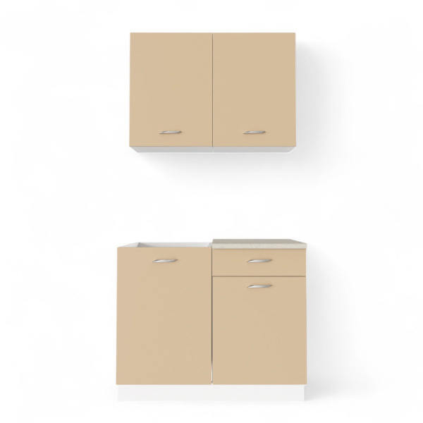 Кухня Комплект №10 ДАША Белый/Мокко(Берил бежевый / без мойки ) 1,0 м 