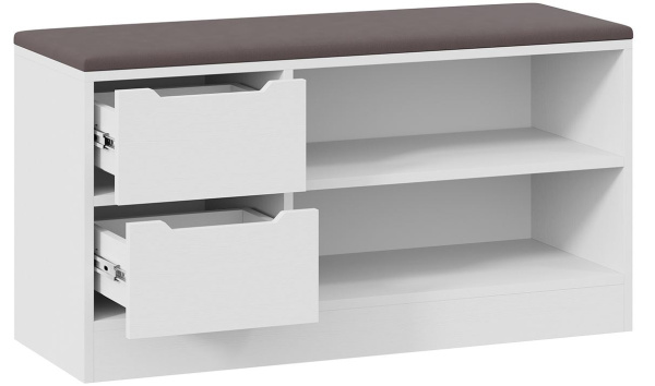 Тумба для обуви Тип 13 белый ясень / велюр серый