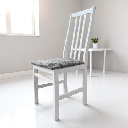 Стул Соло Р белая эмаль/ Катания 17 (Серая дымка) 