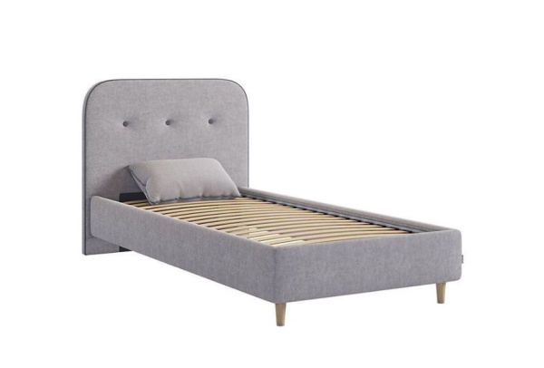 Кровать с основанием Лео 90х200 см галька/графит/велюр