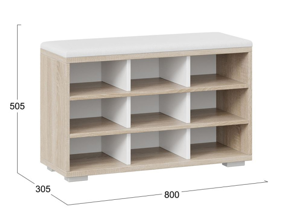 Тумба для обуви Тип 10 дуб сонома/ белый ясень